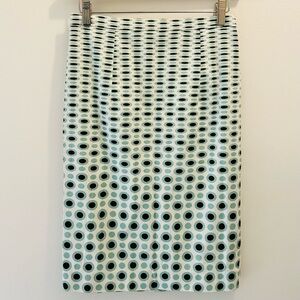 Carolina Herrera Mod Dot Print Skirt 6 pencil green white